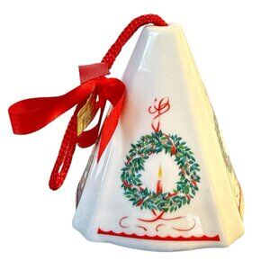 Vtg Jasco Hanging Triangle Shaped Porcelain Christmas Ornament Taiwan Made